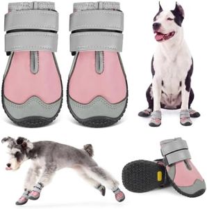 Pezluxe Dog Shoes for Large Dogs, Breathable Dog Boots for Hot Pavement, Anti-Slip Dog Booties for Hardwood Floors, Waterproof Paw Protectors for Summer Walking Hiking Winter Snow Outdoor-Pink,8