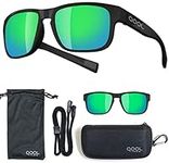 Living out your Qool Time ! Polarized Sunglasses for Men Women, Running Driving Golfing Cycling Hiking Fishing and Outdoors, Black Y-green, Medium