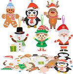 Fennoral 12 Pack Christmas Crafts for Kids Christmas Foam Stickers with Snowman Penguin Santa Claus Elf Gingerbread Man Reindeer Pattern Christmas Arts and Crafts DIY for Kids Boys Girls