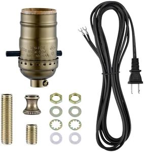 Lamp Rewire Kit,Lamp Socket Replacement Kit,Antique Brass Light Socket with Matching Electric Cord Set,DIY Lamp Making Kit Lamp Wiring Kit with All Essential Hardware (Bronze, 1)