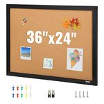 VEVOR Cork Board, 36x24 inches Bulletin Board with MDF Sticker Frame, Vision Board Includes 10 Pushpins, for Display and Decoration in Office Home and School