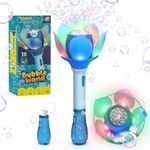 PANACARE Bubble Wand Blower for Kids Handheld Lotus Bubble Wand Automatic Bubble Machine with Battery/Light/10000+Bubbles/Bubble Solution Bubble Toy Gift for Girl Boys Party Weddings Outdoor Indoor