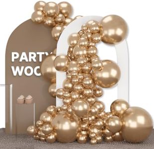 PartyWoo Chrome Gold Balloons 142 pcs Metallic Balloons Different Sizes Pack of 18 12 10 5 Inch Gold Balloon Arch Kit Balloon Garland for Birthday Christmas Baby Shower Party Decorations Gold-G127