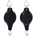 KINGLAKE 2 Pcs Retractable Hanging Basket Pulley System, Hanging Basket Hooks Hanger Adjustable Pull Down Plant Pulley for Hanging Basket and Bird Feeder Rise and Fall