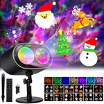 2025 Upgrade Christmas Projector Light, Outdoor 2-in-1 HD Holiday Projector with Remote Timer, 12 Dynamic Patterns & 7 Color Wave Effects for House Garden Yard Xmas Thanksgiving