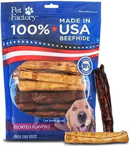 Pet Factory 100% Made in USA Beefhide 5" Chip Rolls Dog Chew Treats - Beef & Chicken Flavor, 18 Count/1 Pack