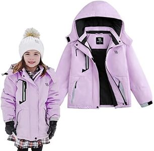 Simplee kids Girls Waterproof Ski Snow Jacket Fleece Raincoat Colorful Winter Coat Warm Hooded