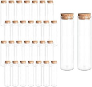 30-Pack 60ml (2.03 oz) Glass Bottles & Test Tubes with Cork Stoppers – for Spell Jars, Spice Storage, DIY Favors, Travel Memories, Plant Propagation – Empty Recyclable Containers for Crafts, Kitchen