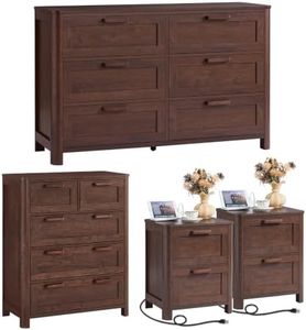 Joaxswe Farmhouse Dresser and Nightstand Sets 4 Piece, Walnut