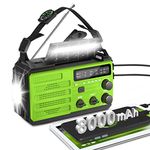 Wind Up Radio,8000mAh Hand Crank Solar Radio,AM/FM Emergency Weather Radio,3-Mode Flashlight,2-Mode Reading Lamp,Survival Radio with USB Phone Charger,SOS Alarm,for Outdoor and Emergency