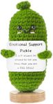 Emotional Support Pickle, Handmade Mini Funny Emotional Support Pickled Cucumber Gift Cute Handwoven Ornaments Emotional Support Crochet Pickled Cucumber Knitting Doll for Ornament Gift with Base