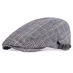 RICHTOER Newsboy Hats Golf Men Peaked Cap Summer Cotton Plaid Flat Driving (Color 2)