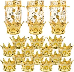 WUWEOT 36 Pack Crown Candy Bags, Fillable Crown Goblet with Pouch, Decorative Gold Candy Storage Boxes for Baby Shower Princess Birthday Party Supplies