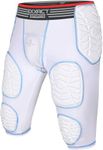 Exxact Sports Combat 7-Pad Adult Football Girdle for Men - Padded Compression Shorts, Mens Girdle Football with Cup Pocket (AL, White)