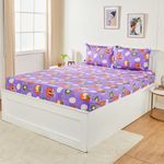 Amazon Brand - Solimo Cartoon 120 TC Cotton King Size Bedsheet (Purple)