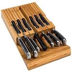In-Drawer Bamboo Knife Block Holds 