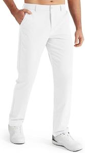 Libin Mens Golf Pants Classic Fit Stretch Work Dress Pants 32" Quick Dry Lightweight Business Casual Trousers Comfort Water Resistant, White, 35W x 32L