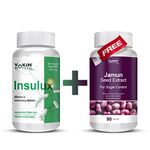 Vokin Biotech Herbal Insulux For Endocrine Health & Diabetes Control (90 Capsules) Get Free Jamun Seed Extract For Sugar control (90 Capsules)