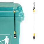 TOLIDA 1 Pack Universal Trash Can Lid Lock - Outdoor Trash Can Lid Metal Locks Kit, Rubber Coated Braided Wire Rope Dustbins Lid Lock Straps from Animals Rummaging, Wind and Spilling