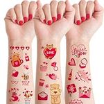 Valentines Temporary Tattoos - Konsait 10 Sheets Cute Bear Heart Cupid Valentines Day Tattoos for kids, Pink and Red Cute Valentines Tattoos, Valentines Day Party Favors