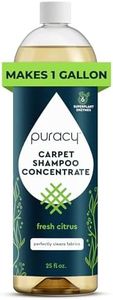 Puracy Professional Carpet Cleaner Machine Detergent, 4x Concentrated Upholstery Cleaner, Natural Carpet Shampoo, Pet Stain Remover & Deodorizer, Makes 20 Gallons of Cleaning Solution, 25 Ounce