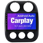 10.1 Inch Car Stereo Radio [2GRAM 32GROM] for Jeep Patriot Compass 2010-2016 with Wireless CarPlay Android Auto,Android 12 Player Radio with Bluetooth,WiFi,SWC,Mirror Link, GPS