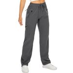 Womens Hiking Pants Quick Dry UPF 50 Lightweight Travel Golf Cargo Safari Pants Zipper Pockets, Dark Grey, Large