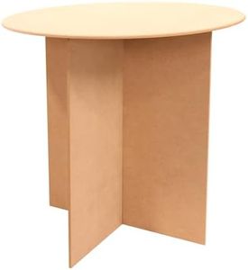 SSWBasics 30 Inch Round Wood Display Table - 250 Pound Weight Capacity - Medium Density Fiberboard - Compatible with Round Tablecloths up to 88 inches - 2 Part Interlocking Finger Groove Base