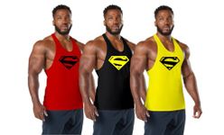 oiin Gym Vest Workout Tank Top Set, 3 Pack, Men's Fitness Muscle Shirts Multicolour 085