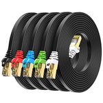 Cat 8 Ethernet Cable 5FT 5 Pack Multi Color, BUSOHE 40Gbps 2000MHz High Speed Flat Internet LAN Network Patch Cable, Shielded Cat8 Short Ethernet Cord RJ45, Indoor&Outdoor, for Modem/Router- 5 Feet