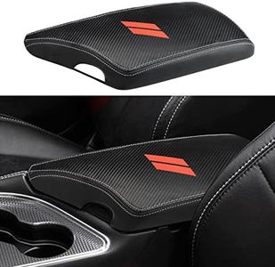INTGET Car Center Console Armrest Cover for 2023 2022 Dodge Challenger Accessories 2021 2020 2019 2018 2017 2016 2015 Interior Arm Reat Seat Cover Middle Console Lid Protector (Carbon Fiber Texture)