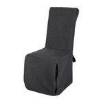 Loft 25 Dining Chair Slipcover | Washable Scroll Top Stretch High Back Chair Cover | Universal Chair Protector for Party, Wedding, Kitchen, & Banquet | Linen Blend Polyester Fabric (6, Charcoal)