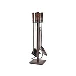 Ivyline Fireside Companion Set in Antique Copper with Stand - Poker, Grabber, Brush & Dustpan - Modern Fireplace Tools - H74 x W20.5 cm