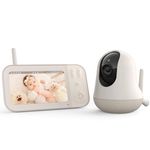 nooie Baby Monitor with Camera, 5" Screen Video with 10-hrs Recharged Battery, Two-Way Audio, 720P HD and Night Vision, Lullaby, Temperature Sensor, Pan Tilt Zoom, No Wi-Fi