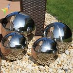 Abaseen Stainless Steel Gazing Ball - Set of 4 - Stainless Steel Hollow Ball Seamless Mirror Polished Ball - Garden Gazing Hollow Reflective Ball for Home and Garden Decoration