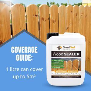 SmartSeal Wood Sealer 5L – Clear Exterior Waterproof Sealant for Fences, Decking, Sheds