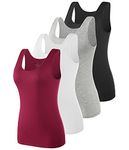 Vislivin Basic Tank Tops for Women Undershirt Tanks Tops Lightweight Camis Tank Tops 4 Pack Black/Gray/White/Wine Red XL