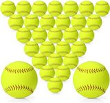 Lewtemi 30 Pcs Yellow Sports Practice Softballs, Official Size and Weight Slowpitch Softball, Unmarked Leather Covered Youth Fastpitch Softball Ball for Games, Practice and Training (11 Inch)