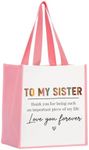 FBCCZEY Canvas Tote Bags for Women, Sister Gifts from Sisters, To My Sister Tote Bag, Graduation Christmas Mothers Day Birthday Gifts for Sister, Waterproof Beach Shopping Tote Bag (Pink), Mysister2,