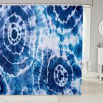 Feelyou Tie Dye Shower Curtain for Kids Boho Hippie Bathroom Shower Curtain Set Trippy Tie Dyed Bath Curtain Decor Bohemian Gypsy Psychedelic Blue Kids Bathroom Accessories 72"x84"