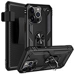 SaharaCase Military Kickstand Series Case Cover for Apple iPhone 13 Pro 6.1" (2021) - Holder/Kickstand/Belt Clip - Rugged Protection Anti-Slip Grip Slim Fit (Black)