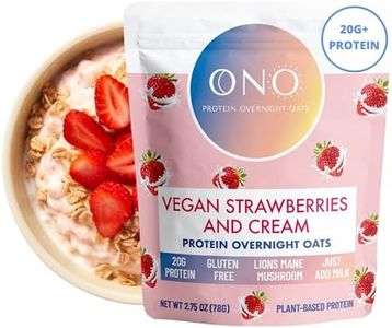 ONO Overnight Oats - Vegan Strawberries and Cream Protein Oatmeal (6 Pack)- 20g Vegan Protein, High Fiber, Low Sugar, Gluten-Free Overnight Oats, Breakfast Meal, Lions Mane Mushroom, On The Go
