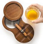 LINOVINO Wooden Cigar Ashtray Coaster Whiskey Glass Tray & Revolving Cigar Ash Tray with Stainless Steel Liner,Include Cigar Slot Home Office Outdoor Ashtrays Great Cigar Accessories for Men