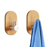 JIALTO Wooden Self Adhesive Wall Hooks, Adhesive Hooks for Wall Heavy Duty - Wall Mounted Hanger Hooks, 2-pack Heavy Duty Hooks for Wall without Drilling