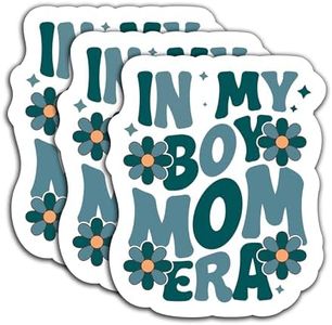 (3Pcs) in My Boy Mom Era Sticker Funny Mom Waterproof Vinyl Stickers Decals Decorate for Books, Laptops, Phones, Tumblers, Water Bottles, Cups, Kindles, Gifts for Mom Mommy Mama Size 3"x 2.5" Inch