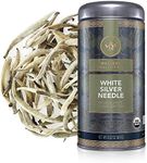 Teabloom Organic White Silver Needle Loose Leaf Tea, Rare USDA Organic White Tea With Delicate Honeysuckle Notes, 2.12 oz/60 g Canister Makes 35-50 Cups