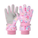 Waterproof Gloves Kids Boys Girls Winter Thermal Warm Snow Ski Glove for Boy Girl Kid Cycling Running Snowboard Outdoor Sport (L(9-13Years), Pink)