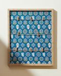 Chumbak Majestic Owl Memo Board, MDF and PS FRAME Blue Wall Decor, Classic Owl Printed Pin Board, Wall Hanging, Home Decor