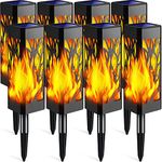 TomCare Solar Lights Outdoor Flickering Flames Pathway Powered Decorative Garden Waterproof Flame Landscape Lighting for Yard Patio Path Walkway, 6 Pack, Black