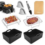 Air Fryer Accessories, Silicone Air Fryer Liner for Ninja Dual AF400UK AF500UK AF451UK Tower T17088, 8 PCS Ninja Air Fryer Accessories, Upgraded Air Fryer Liner Silicone & Dual Air Fryer Racks